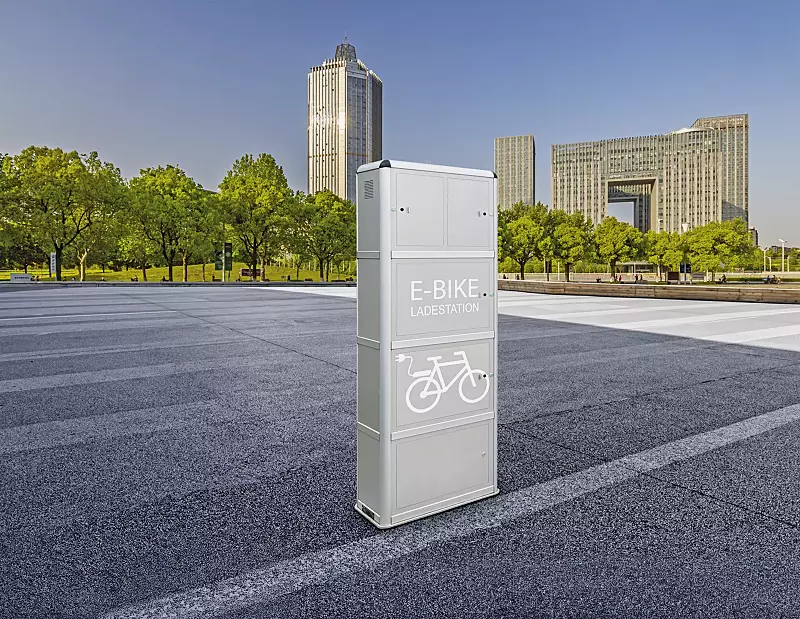 E-Bike-Ladestellenschrank AMARO, 2 große und 2 kleine Ladefächer, PIN-Code-Autorisierung