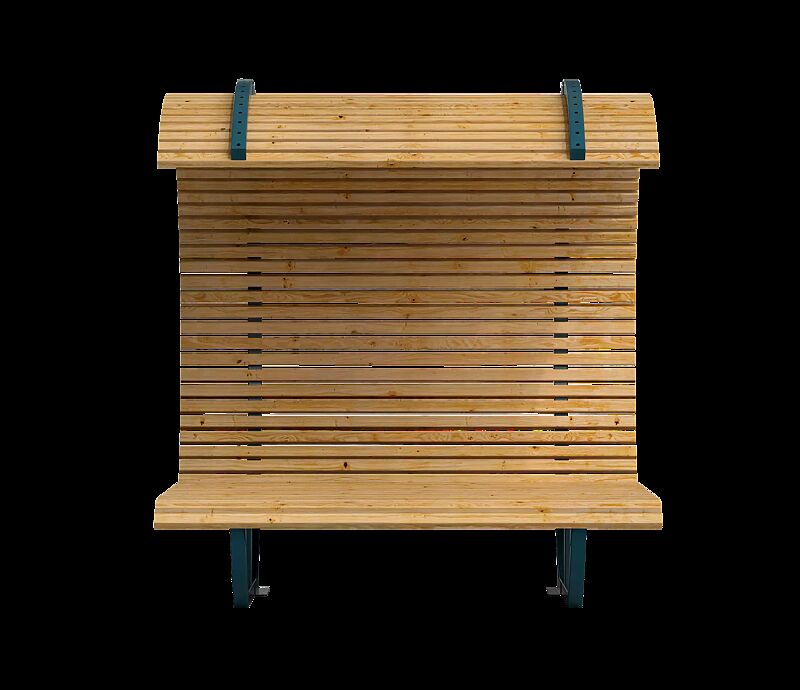 Freizeitüberdachung CISON CONTEA mit Liegefläche, halbkreisförmig, mit Kiefernholzbelattung, Stahlteile in RAL 5021 wasserblau