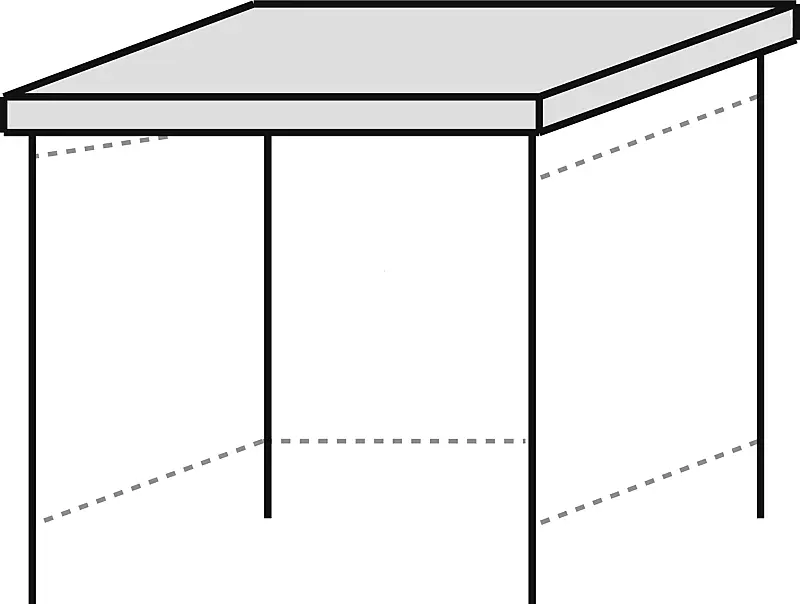 Raucherunterstand TOBACCO, Dachbreite x Dachtiefe 2400 mm x 2400 mm, ohne Rück- / Seitenwänden, Stahlkonstruktion in RAL 7016 anthrazitgrau