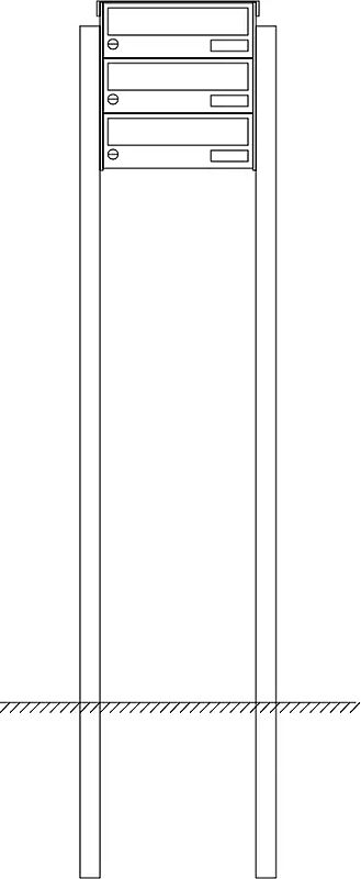 Briefkastenanlage NANTES, zum Einbetonieren, 3 Briefkästen (untereinander), ohne Sprech- / Klingelfach