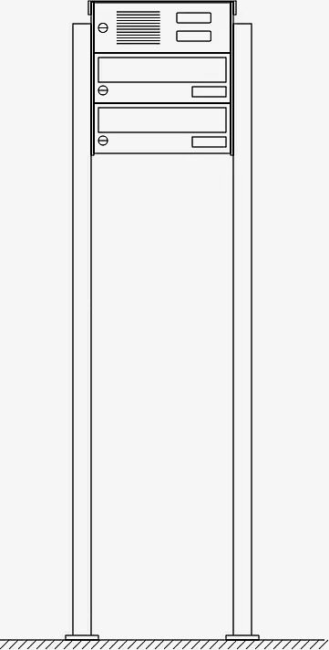 Briefkastenanlage NANTES, zum Aufdübeln, 2 Briefkästen (untereinander), mit Sprech- / Klingelfach