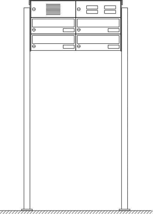 Briefkastenanlage NANTES, zum Aufdübeln, 4 Briefkästen (2 nebeneinander), mit Sprech- / Klingelfach
