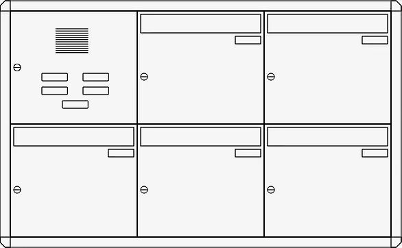 Aufputz-Briefkastenanlage NIZZA, 5 Briefkästen (3 nebeneinander), mit Sprech- / Klingelfach
