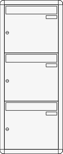 Unterputz-Briefkastenanlage NIZZA, 3 Briefkästen (untereinander), ohne Sprech- / Klingelfach