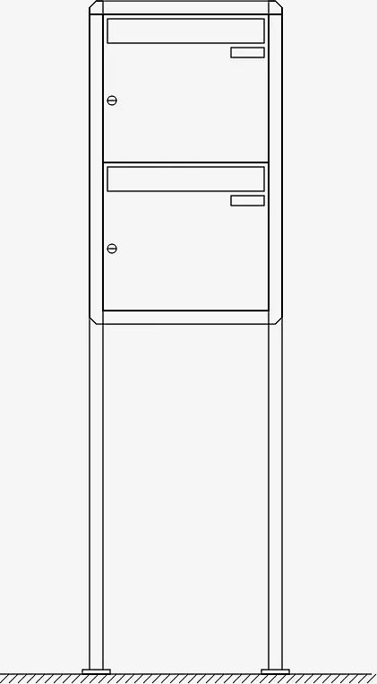 Briefkastenanlage Nizza mit Ständeranlage, zum Aufdübeln, 2 Briefkästen (untereinander), ohne Sprech- / Klingelfach