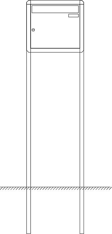 Briefkastenanlage Nizza mit Ständeranlage, zum Einbetonieren, 1 Briefkasten, ohne Sprech- / Klingelfach