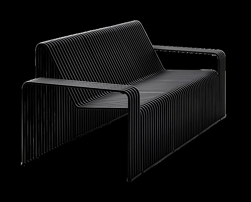 Lounge Couch ANZIO, 3-Sitzer, Breite 1980 mm, in RAL 9005 tiefschwarz
