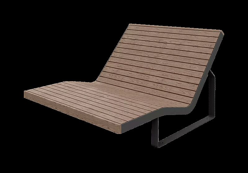 Doppelliegebank IGLAU, Breite 1254 mm, Stahlteile in RAL 7016 anthrazitgrau