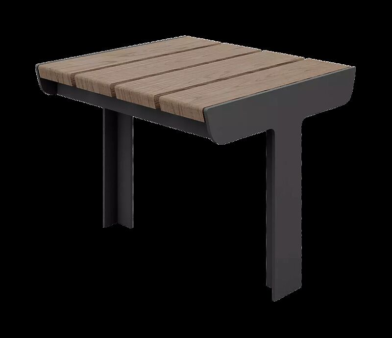 Sitz UNOLA CENTRO, ohne Rückenlehne, mit Eschenholzbelattung, Breite 552 mm, Stahlteile in RAL 7016 anthrazitgrau