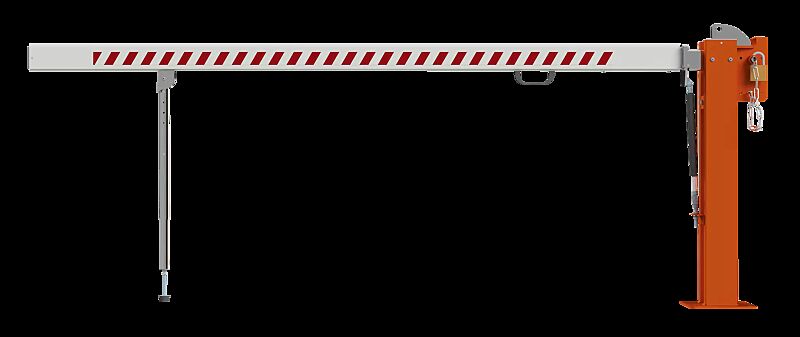 Wegesperre MARAC mit Pendelstütze, Hauptstütze in RAL 2004 reinorange