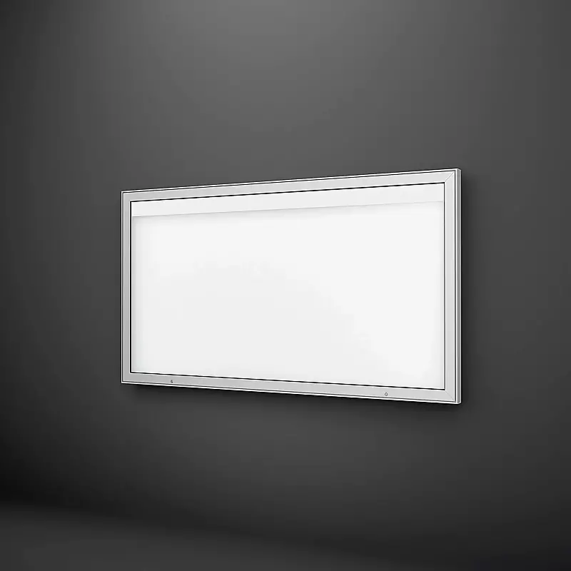 Schaukasten DERINEA zur Wandbefestigung, Ecken spitz, Bautiefe 65 mm, für 27 x DIN A4, Alu silber