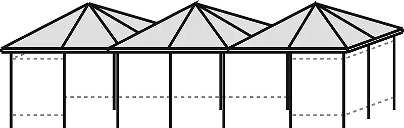 Raucherunterstand APOLLO, Dachbreite x Dachtiefe 9300 mm x 3300 mm