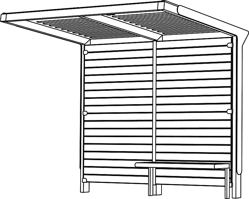 Wartehalle AUREO, Dachbreite x Dachtiefe 2860 mm x 1855 mm, einseitig, ohne Seitenwände