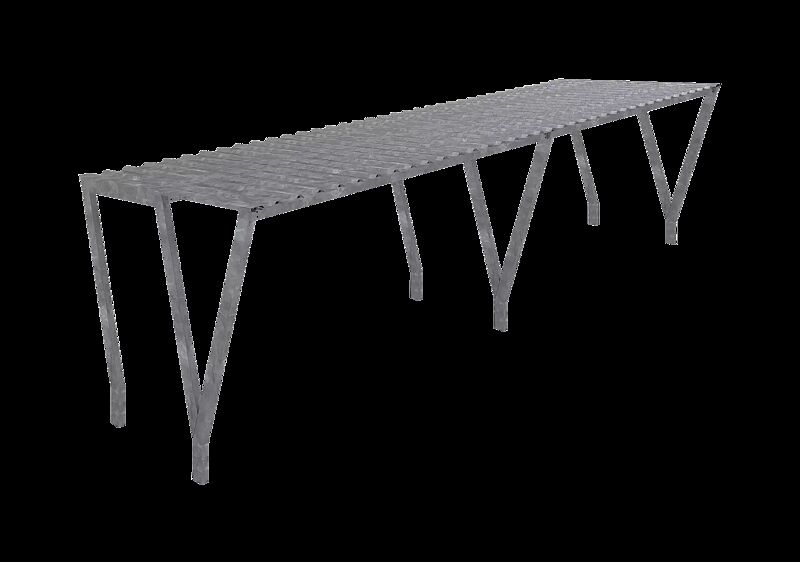 Fahrradüberdachung TAURI mit Pultdach, Dachbreite x Dachtiefe 7800 mm x 2500 mm, Dacheindeckung Trapezblech, Stahlkonstruktion feuerverzinkt
