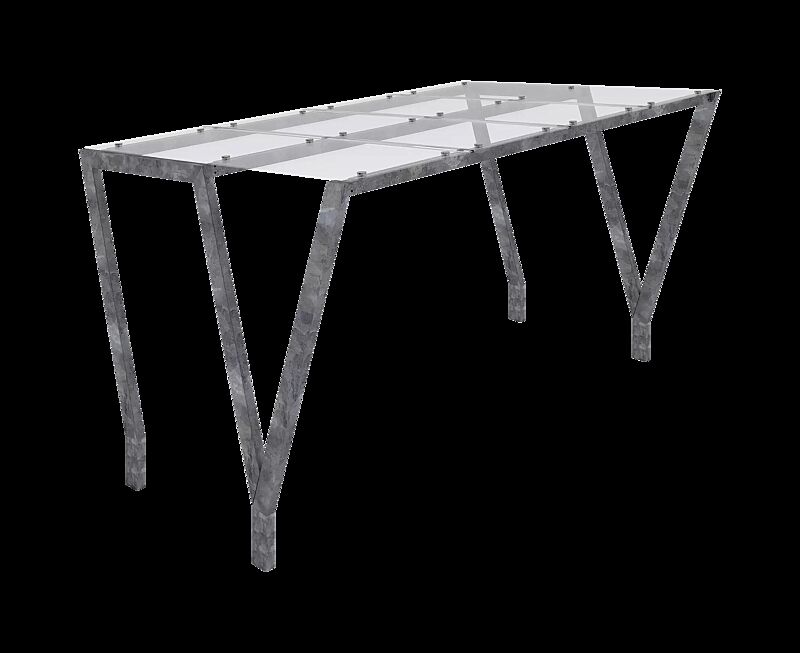 Fahrradüberdachung TAURI mit Pultdach, Dachbreite x Dachtiefe 3940 mm x 2500 mm, Dacheindeckung VSG, Stahlkonstruktion feuerverzinkt