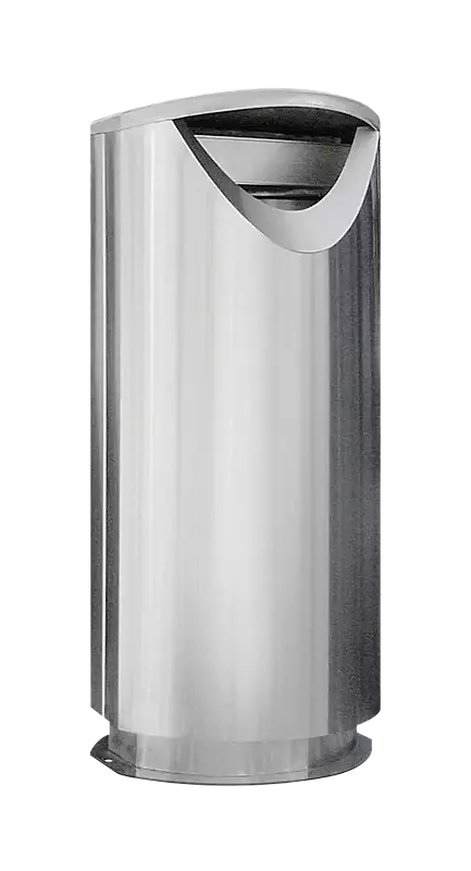 Abfallbehälter FINBIN ELLIPSE 100, 56 Liter, zum Aufdübeln, aus Edelstahl