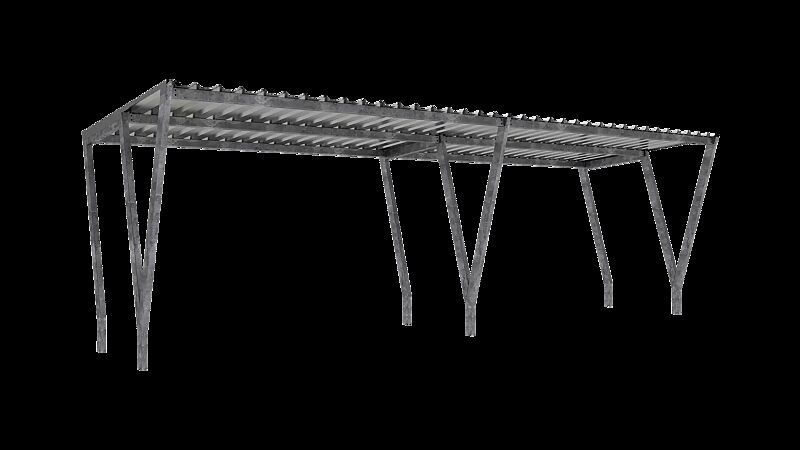 Fahrradüberdachung TAURI mit Pultdach, Dachbreite x Dachtiefe 7800 mm x 2500 mm, Dacheindeckung Trapezblech, Stahlkonstruktion feuerverzinkt