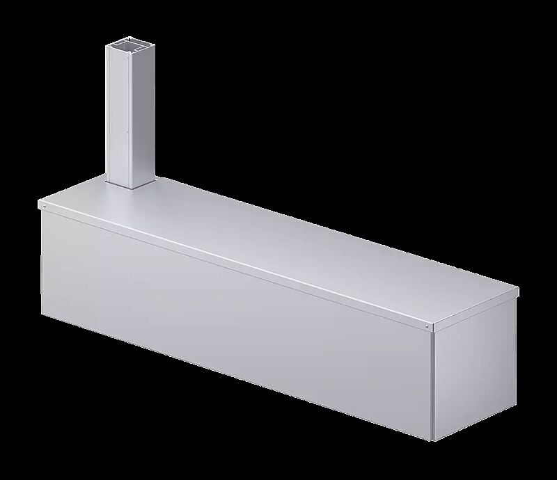 Beschwerungskasten mit Aluminium-Abdeckung, seitlich für einseitige Ausführung, für Markisen-Freigestell VOLANTIS, in RAL 9006 weißaluminium