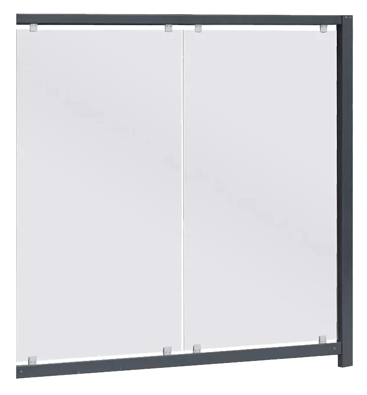 Windschutzwand, Klarglas Raster 2300 mm, einschließlich vorderer Stütze