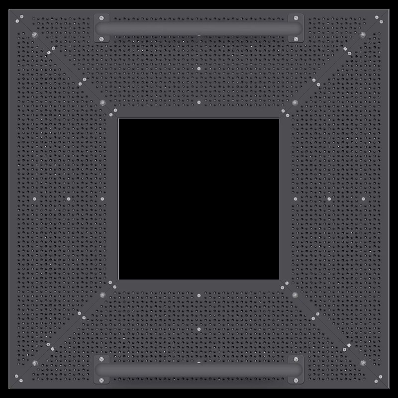 Baumschutzrost TABER, Breite x Tiefe 2000 x 2000 mm, mit Fahrradanlehnbügel in RAL 7016 anthrazitgrau, Unterkonstrukion verzinkt, Blechprofil-Segmente mit Prägung City in RAL 7016 anthrazitgrau