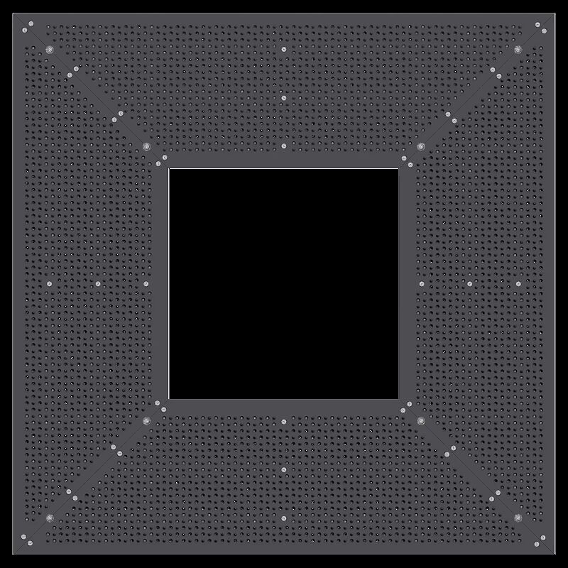 Baumschutzrost TABER, Breite x Tiefe 2000 x 2000 mm, Unterkonstrukion verzinkt, Blechprofil-Segmente mit Prägung City in RAL 7016 anthrazitgrau