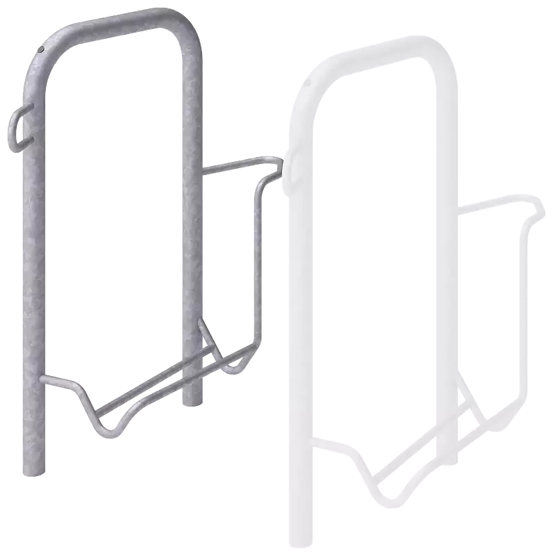 Fahrradparker ZIROS, einseitig 90°, tief / tief, Radabstand 600 mm, zum Aufdübeln bei -250 mm, feuerverzinkt