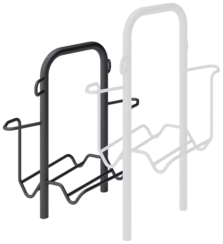 Fahrradparker ZIROS, doppelseitig 90°, tief / hoch, Radabstand 500 mm, zum Aufdübeln bei -250 mm, in RAL 7016 anthrazitgrau