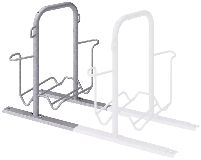Fahrradparker ZIROS, doppelseitig 90°, tief / tief, Radabstand 700 mm, zum Aufdübeln bei +/- 0 mm, feuerverzinkt