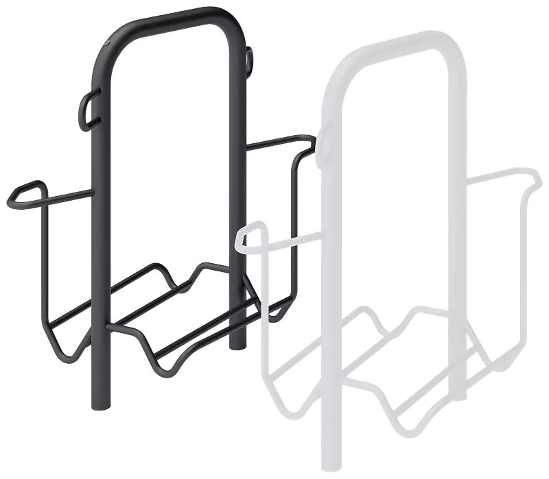 Fahrradparker ZIROS, doppelseitig 90°, tief / tief, Radabstand 600 mm, zum Aufdübeln bei -250 mm, in RAL 7016 anthrazitgrau