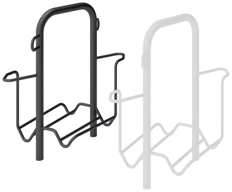 Fahrradparker ZIROS, doppelseitig 90°, tief / tief, Radabstand 700 mm, zum Aufdübeln bei -250 mm, in RAL 7016 anthrazitgrau