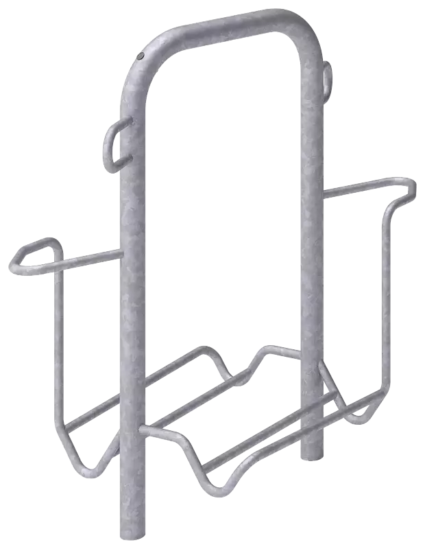 Fahrradparker ZIROS, doppelseitig, tief, zum Einbetonieren, feuerverzinkt