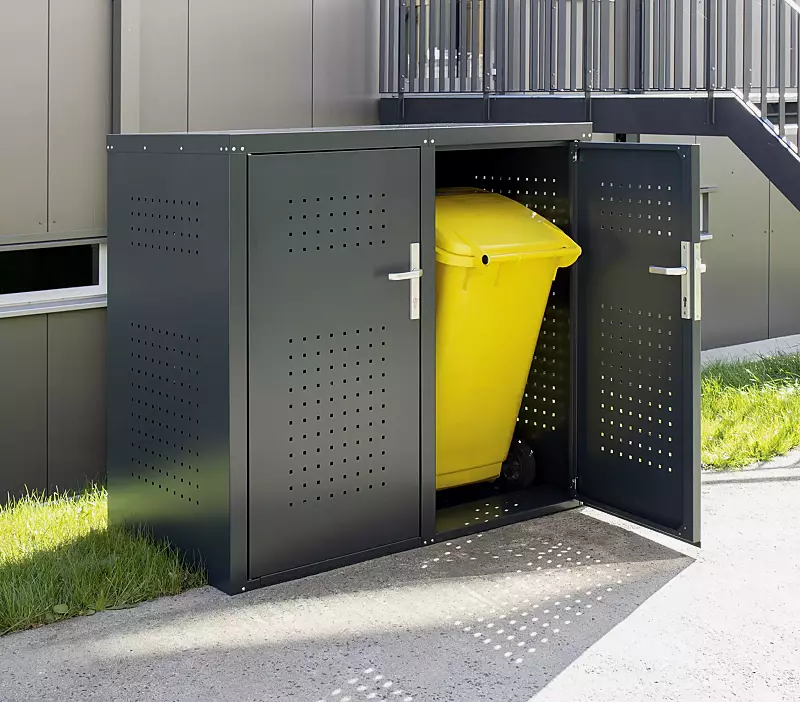 Mülltonnenboxen aus Metall, abschließbar