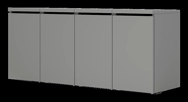 Müllbehälter-Vierfachschrank STYLEOUT® BASIC, pulverbeschichtet in RAL 9007 graualuminium