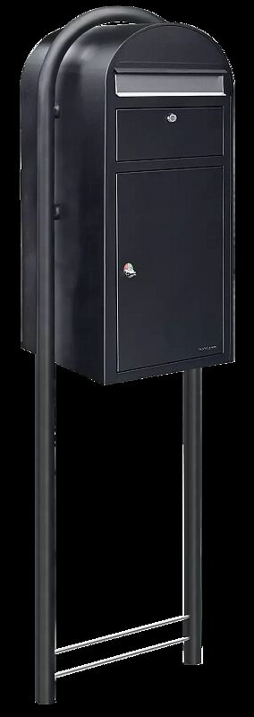 Brief- und Paketkasten BOBI CARGO zum Einbetonieren, mit Edelstahleinwurfklappe, Stahlteile in RAL 7016 anthrazitgrau