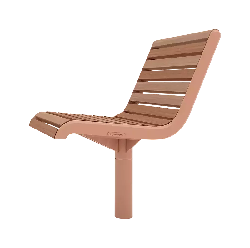 Drehsitz PORT mit Rückenlehne und Jatobaholzbelattung, Stahlteile in RAL 3015 hellrosa