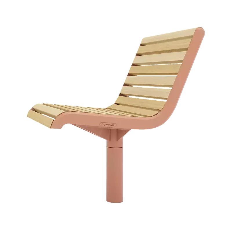 Drehsitz PORT mit Rückenlehne und Robinienholzbelattung, Stahlteile in RAL 3015 hellrosa