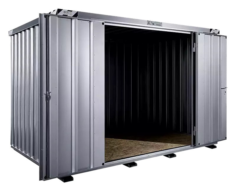 Materialcontainer BOSVILLE, Modell 3, Doppelflügeltür an Längsseite