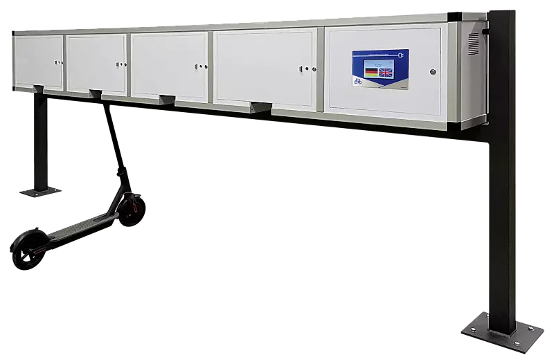 Ladestellenschrank AMARO EDGE - Master, 4 große Fächer und zusätzliches Technikfach