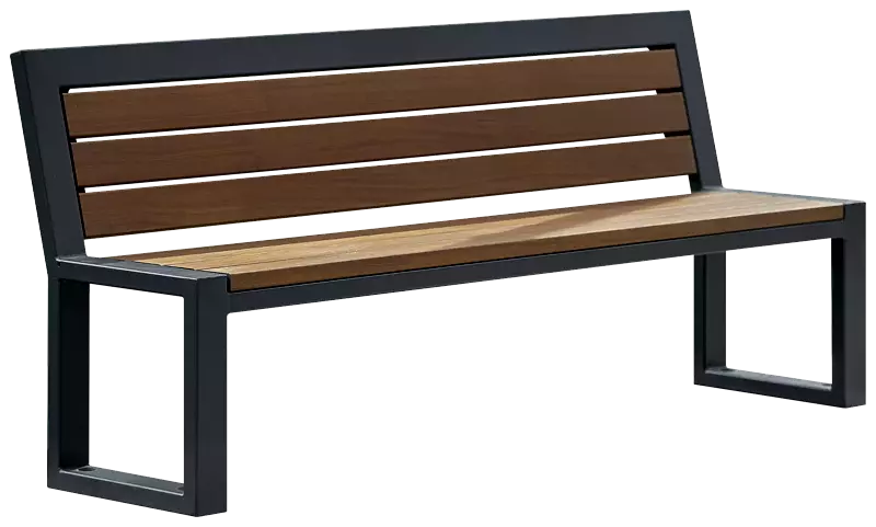 Sitzbank SALA mit Rückenlehne, Stahlteile in RAL 7016 anthrazitgrau, matt