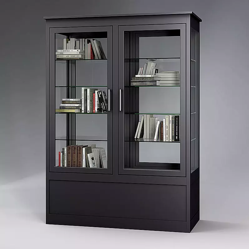 Öffentlicher Bücherschrank EMBRUN, Breite 1400 mm, mit zweiteiliger Drehflügeltür, vorn und hinten öffnend, in RAL 7016 anthrazitgrau