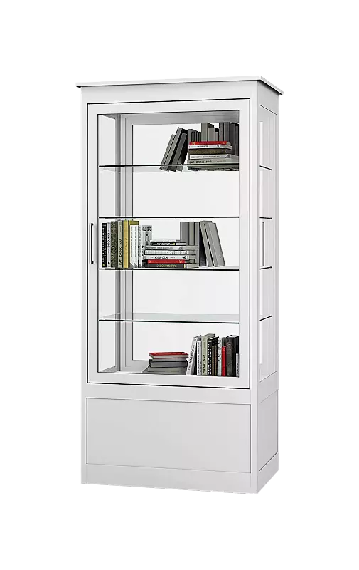 Öffentlicher Bücherschrank EMBRUN, Breite 900 mm, mit einteiliger Drehflügeltür, vorn und hinten öffnend, in RAL 9016 verkehrsweiß