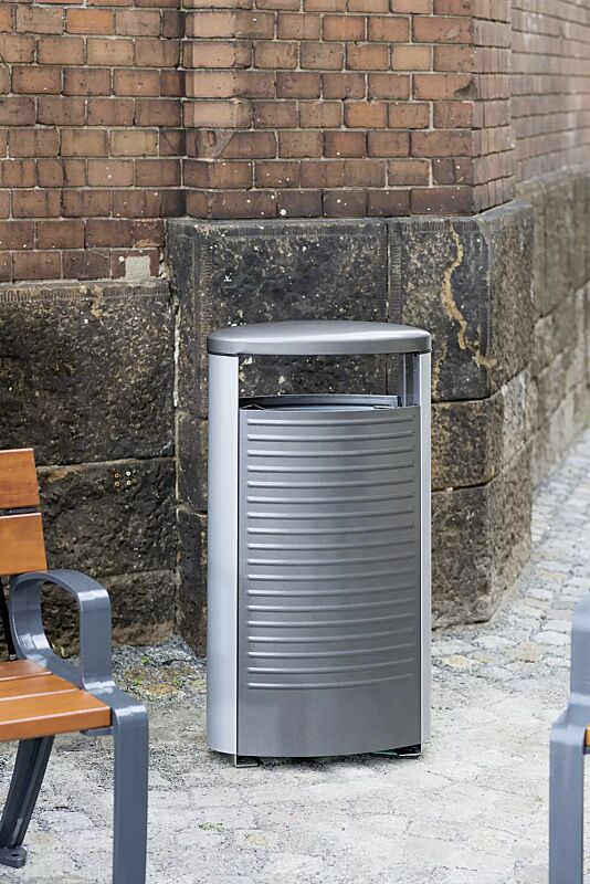 abfallbehaelter-basic__shoKAT0055453 Abfallbehälter BASIC in DB 703 eisenglimmer und RAL 9006 weißaluminium