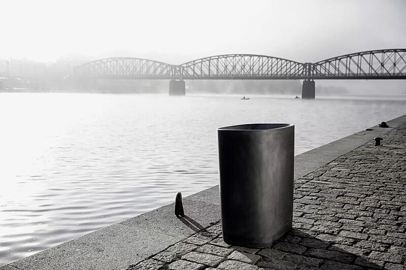 Abfallbehälter BETTER mit Innenbehälter, in dunkelgrau