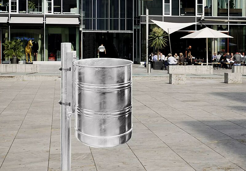 abfallbehaelter-bristol__shoKAT0000610 Abfallbehälter BRISTOL, Vollblech, feuerverzinkt, Pfostenbefestigung (siehe Zubehör)