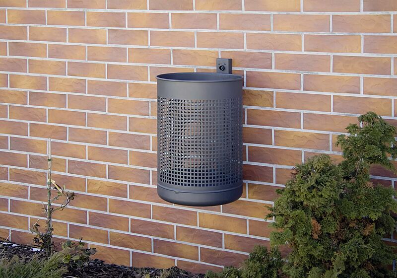 abfallbehaelter-bristol__shoKAT0000611 Abfallbehälter BRISTOL, mit Lochoptik, in RAL 7016 anthrazitgrau, Wandbefestigung
