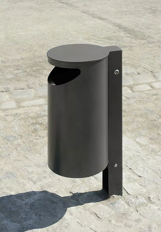 abfallbehaelter-burlington__shoKAT0041175 Abfallbehälter BURLINGTON aus Edelstahl, pulverbeschichtet in DB 703 eisenglimmer, ohne Ascher