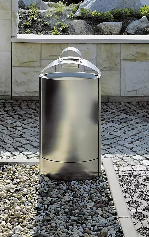 Abfallbehälter CAPITAL aus Edelstahl, mit Ascher (Mehrpreis)