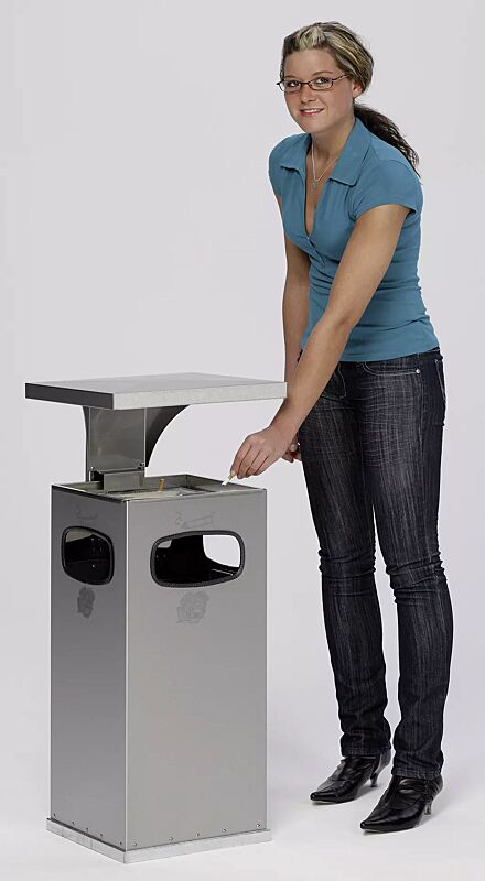 Abfallbehälter CASTLE mit Ascher, 38 Liter, aus Edelstahl