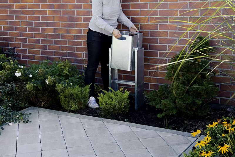 Abfallbehälter CORNER, zum Einbetonieren, feuerverzinkt