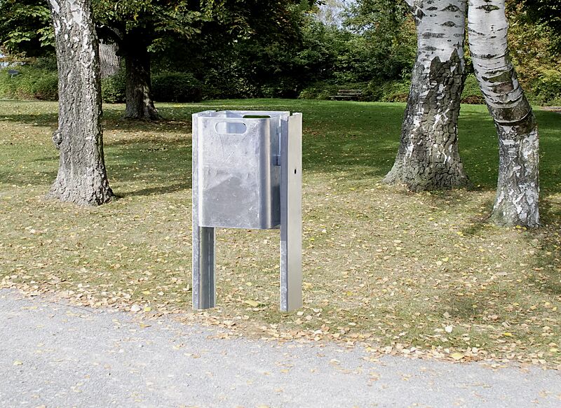 Abfallbehälter CORNER, 27 Liter, zum Einbetonieren, feuerverzinkt
